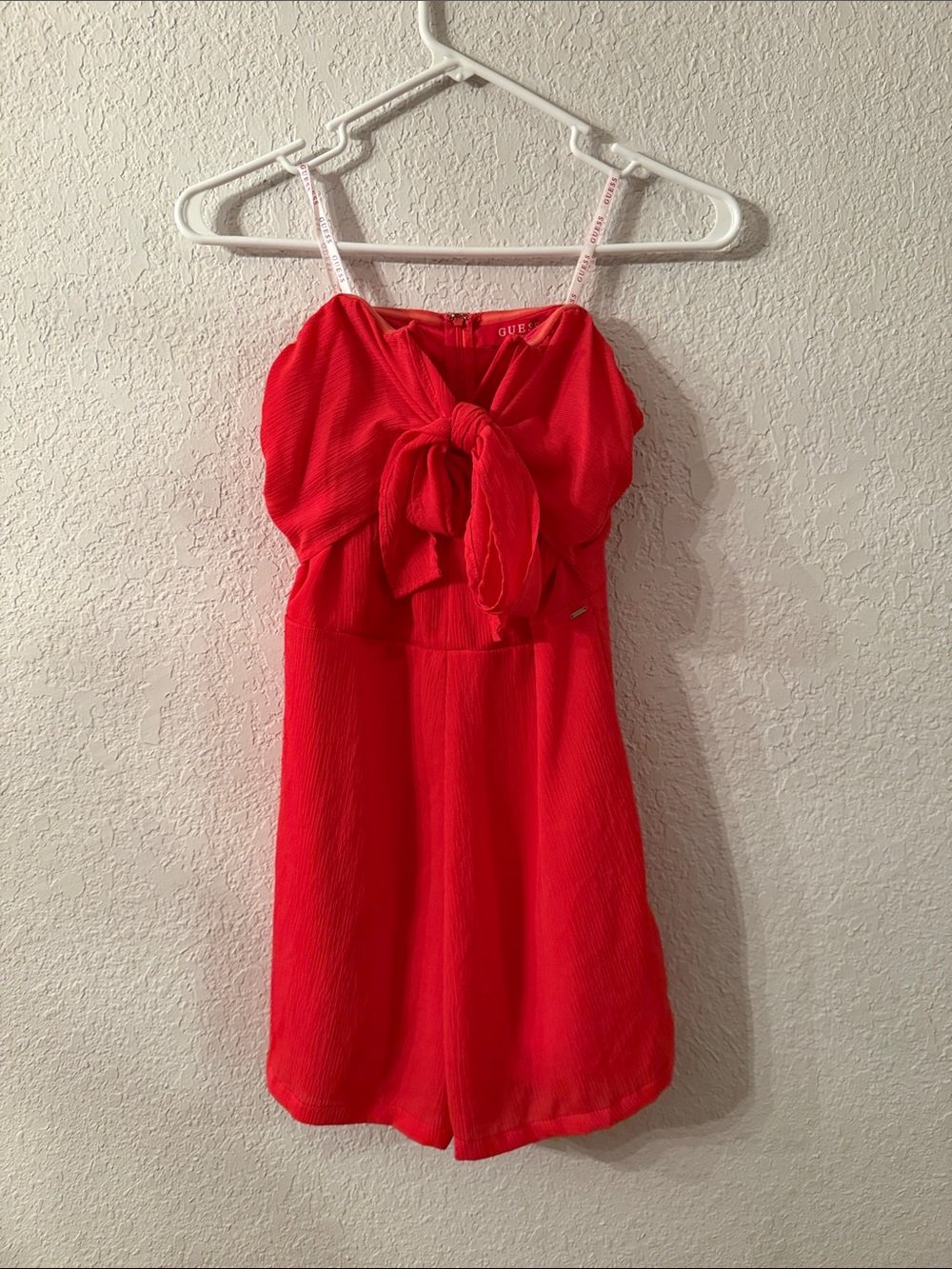 Guess Coral Tie-Front Romper with Branded Straps